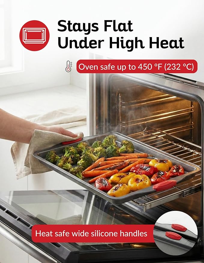 Premium Nonstick Baking Sheet Pans – Set of 3, Heavy-Gauge Carbon Steel, Warp, Dent, and Rust-Resistant – Gourmet Rimmed Half Cookie Sheet Trays, Non-Toxic for Exceptional Baking Performance - Image 2