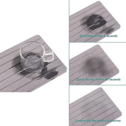 NiuYichee 2 PCS Water Absorbent diatomite Coasters, 8.3" x 4" Water Absorbing Stone Tray for Sink, Stone Drying mat for Kitchen Counter, Stone soap Tray Used for Hand Soaps & toiletries & Plants - Image 5