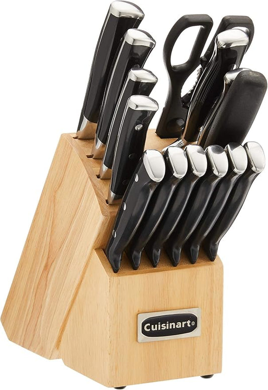 CUISINART Block Knife Set, 15pc Cutlery Knife Set with Steel Blades for Precise Cutting, Lightweight, Stainless Steel, Durable & Dishwasher Safe, C77BTR-15P by Cuisinart