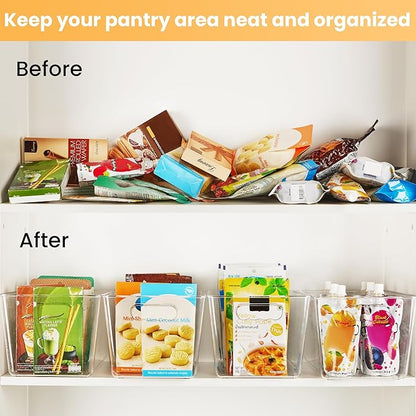 YIHONG Clear Plastic Storage Organizer Bins, 4 Pack Pantry Food Storage Bins with Handle for Kitchen,Refrigerator, Freezer,Cabinet Organization and Storage - Image 3