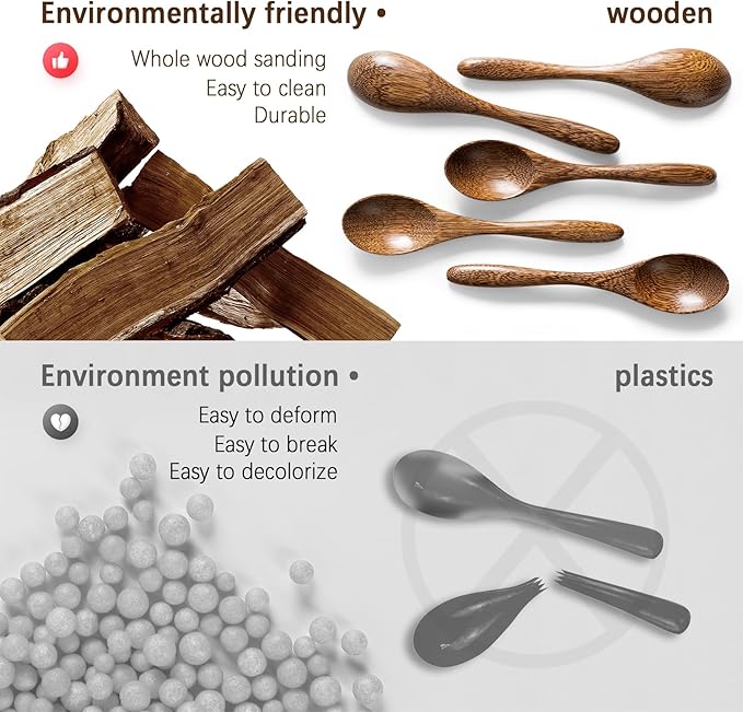 7 PCS Small Wooden Spoons, 5.8 Inch Honey Spoons for Tea, Padauk Wooden Honey Teaspoon for Coffee, Little Tiny Wood Spoons, Bamboo Table Spoon for stirring, Wooden Spoons for Utensils Set - Image 4