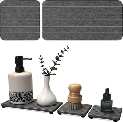 3PCS Stone Drying Tray, Stone Soap Tray, Water Absorbing Stones Trays for Sink, Fast Dry Diatomite Stones Sink Mat, Used for Hand Soap,Sponge,Toothbrush Holder in Bathroom Counter and Kitchen Sinks by Unknown
