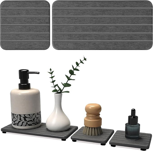 3PCS Stone Drying Tray, Stone Soap Tray, Water Absorbing Stones Trays for Sink, Fast Dry Diatomite Stones Sink Mat, Used for Hand Soap,Sponge,Toothbrush Holder in Bathroom Counter and Kitchen Sinks by Unknown