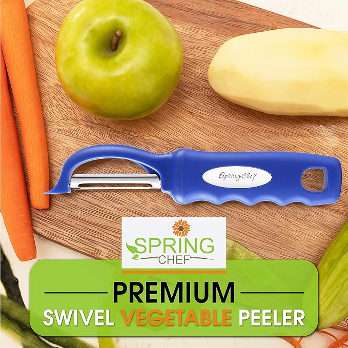 Spring Chef Premium Swivel Vegetable Peeler, Soft Grip Handle and Ultra Sharp Stainless Steel Blades - Perfect Kitchen Peeler For Veggie, Fruit, Potato, Carrot, Apple - Sapphire - Image 7
