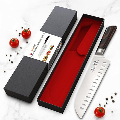 imarku Japanese Santoku Knife 7 Inch, Ultra Sharp Chef Knife, Professional Grade Powder High Carbon Steel Forged Kitchen Knife, PakkaWood Ergonomic Handle, Gifts for Women and Men - Image 8