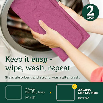 Cuisinart Dish Drying Mats for Kitchen Counter - (2) 18" x 24" Ultra Absorbent Dish Drying Mat XL - Foldable, Machine Washable, Fast Drying Dish Mat - Image 6