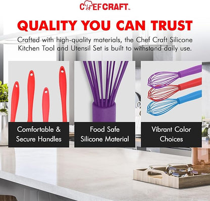 Chef Craft Premium Silicone Wire Cooking Whisk, 10.5 Inch, Purple - Image 6