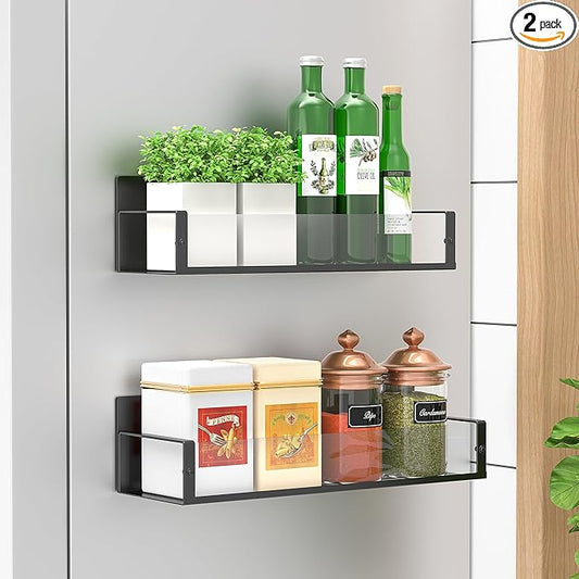 HuggieGems 2 Pack Magnetic Spice Storage Rack Organizer for Refrigerator and Oven, Clear Fridge Organizers and Storage by HuggieGems