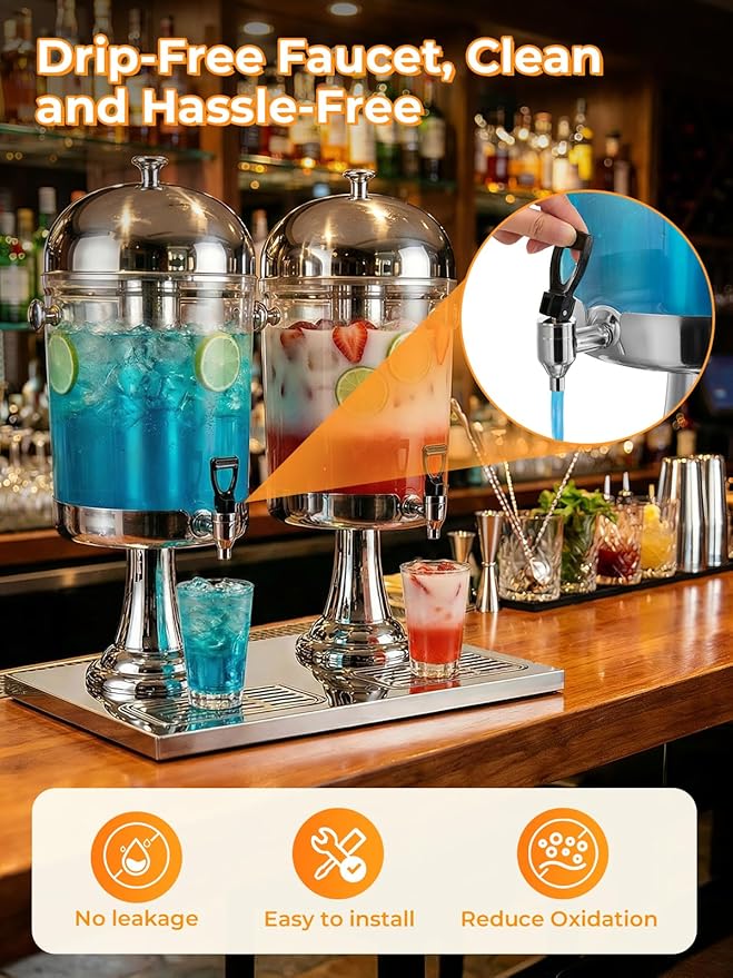 Beverage Dispenser for Parties 4.5 Gallon, Stainless Steel Drink Dispenser with Stand, Commercial Hot & Cold Juice Dispenser, Ice Core & Drip Trays for Beer, Lemonade Ideal for Parties Buffet Home Bar - Image 3