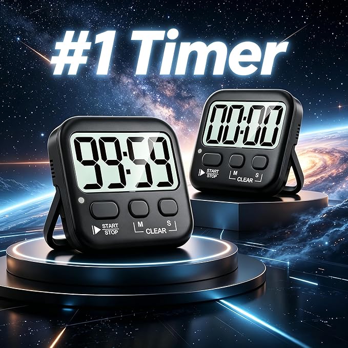 Antonki 2 Pack Digital Timer for Kids, Magnetic Countdown Kitchen Timers for Cooking, Egg, Classroom, Teacher, Exercise, Study, Oven - Battery Included - Image 2