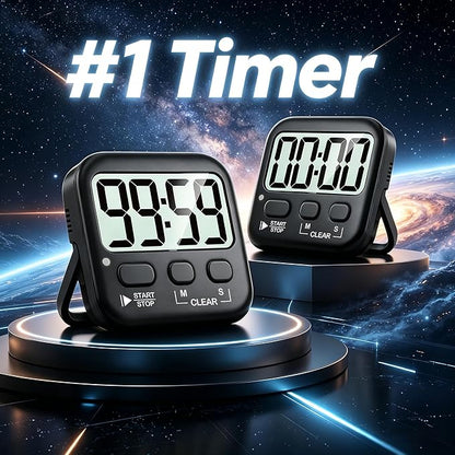 Antonki 2 Pack Digital Timer for Kids, Magnetic Countdown Kitchen Timers for Cooking, Egg, Classroom, Teacher, Exercise, Study, Oven - Battery Included - Image 2