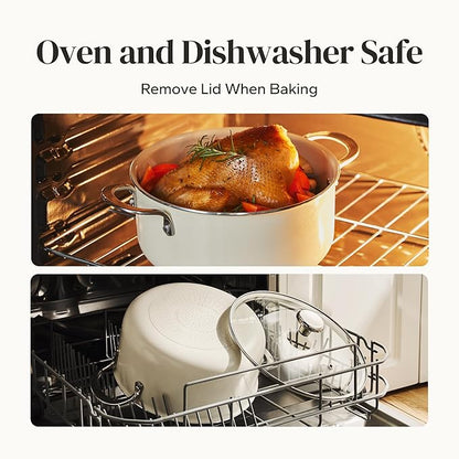 Redchef Ceramic Stock Pot with Lid, Soup Pot for All Stoves, 5 Qt Induction Cooking Pot for Soup Nonstick, Even Heating, Stay-Cool Handles, Oven/Dishwasher Safe, PTFE PFAS Free (Beige) - Image 9