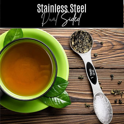 Nextop Stainless Steel Magnetic Measuring Spoons Set – 9 Pieces Dual-Sided Stackable Magnetic Teaspoons and Tablespoons for Dry & Liquid Ingredients – Kitchen Gadgets for Baking & Cooking – Black - Image 2