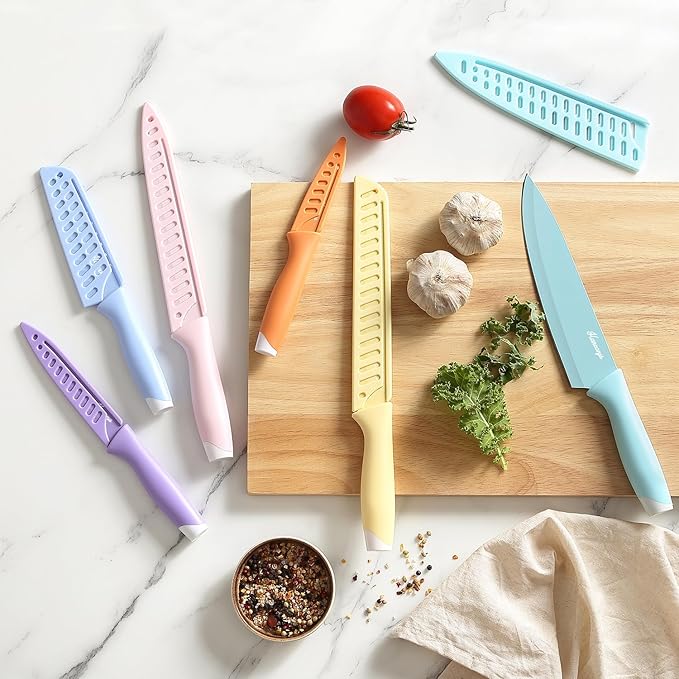 Knife Set, 13 PCS Kitchen Knives Set with Nonstick Ceramic Anti-Rust Coating, Stainless Steel Chef Knife Sets with 6 Blade Guards, Dishwasher Safe, House Warming Gifts New Home - Image 5