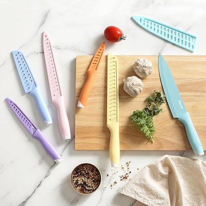 Knife Set, 13 PCS Kitchen Knives Set with Nonstick Ceramic Anti-Rust Coating, Stainless Steel Chef Knife Sets with 6 Blade Guards, Dishwasher Safe, House Warming Gifts New Home - Image 5