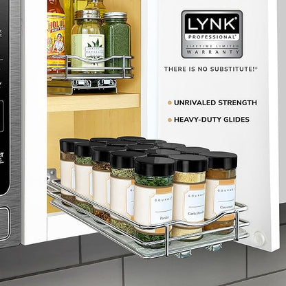 LYNK PROFESSIONAL® Pull Out Spice Organization for Cabinets - 6-3/8 inch Wide – Spice Rack for Inside Cabinets, Slide Out Spice Rack Organizer for cabinet – Pull Out Spice Rack, Sliding 1 Tier Chrome - Image 7