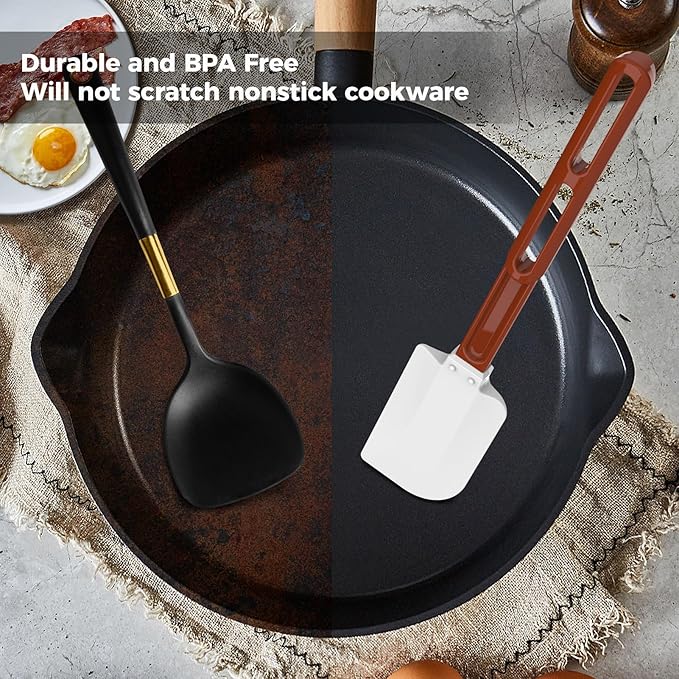 High Heat Resistant Silicone Spatulas, 13-1/2" Commercial Spatula 500°F Heat-Resistant Heavy Duty Spatula Non-Stick Scraper, Ideal for Baking/Cooking/Mixing, Commercial Dishwasher Safe, Set of 2 - Image 6