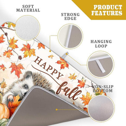 Happy Fall Dish Drying Mat - Large Absorbent Microfiber Drying Pad for Kitchen Counter 18 X 24 in Yellow - Image 4