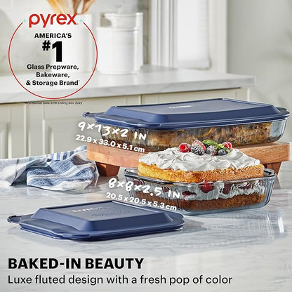 Pyrex Colors Tinted (4-PC Full Set) Glass Baking Dish with BPA-Free Lid, Oblong Bakeware Glass Pan For Casserole & Lasagna, Dishwasher, Freezer, Microwave and Pre-Heated Oven Safe, Smoke - Image 2
