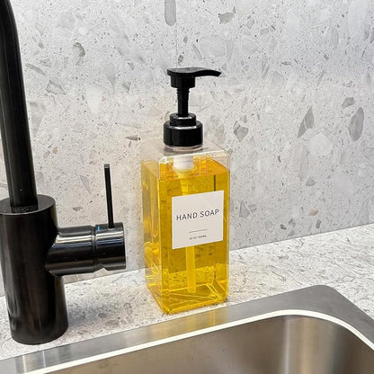 Clear Soap Dispenser with Waterproof Labels, Thickened Plastic Hand Soap Dispenser for Bathroom, Kitchen Dish Washing Liquid Bottles, Shampoo and Conditioner Bottles with Funnel (22oz 4Pack Clear) - Image 5