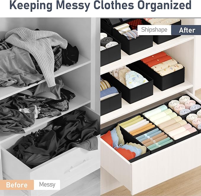 DIMJ Drawer Organizer Clothes Storage - 18 Pack Baby Dresser Organizer for Nursery, Foldable Drawer Dividers for Bedroom Closet Organization, Fabric Storage Bins for Socks, Underwears, Bras - Image 4