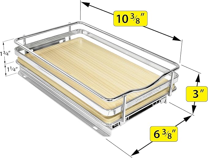 LYNK PROFESSIONAL® Élite™ Pull Out Spice Organization for Cabinets - 6-3/8 inch Wide – Spice Rack for Inside Cabinets – Wood/Chrome - Sliding Spice Rack Organizer for cabinet – Spice Rack - 1 Tier - Image 5