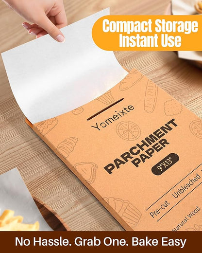 Parchment Paper Sheets, 280 Precut Unbleached Baking Paper Sheets for Oven, Air Fryer, Grilling, Steaming – Non-Stick, Greaseproof Quarter Sheet Liners for Cookies【Food-Safe White, 9" x 13"】 - Image 2