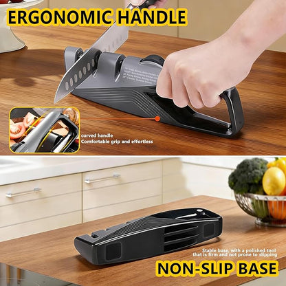 Knife Sharpener, 5 Adjustable Angle, 3 in 1 Professional Chef's Kitchen Knife Accessories, Kitchen Blade & Scissors Sharpening Tool, Versatile Manual Knife Sharpener, Easy to Use, for Kitchen Knife - Image 7