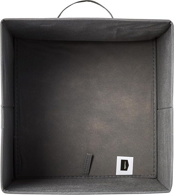 Amazon Basics Collapsible Fabric Storage Cubes Organizer with Handles, Sturdy, Foldable, Space-Saving, 10.5"x10.5"x11", Gray, 6-Pack - Image 3