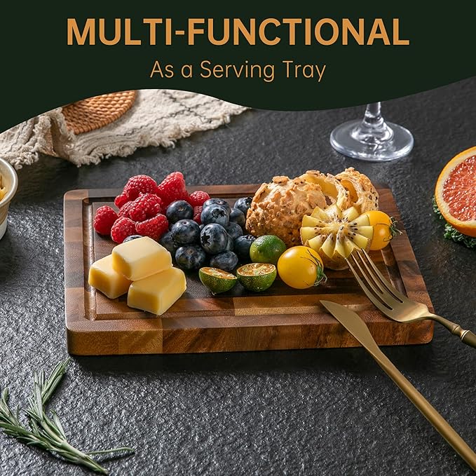 THETCHRY Walnut Wood Small Cutting Board, Compact Chopping Board with Deep Juice Groove, Knife Friendly & Non-Slip Design, 10x8x0.8 Inch for Fruit Cheese Prep - Image 7
