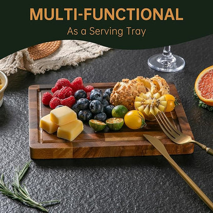 THETCHRY Walnut Wood Small Cutting Board, Compact Chopping Board with Deep Juice Groove, Knife Friendly & Non-Slip Design, 10x8x0.8 Inch for Fruit Cheese Prep - Image 7