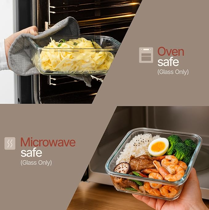 Bakken Borosilicate Glass Food Storage Containers with Lids 24 Pieces, BPA-Free Stackable Lunch & Leftover Containers, Microwave, Freezer & Dishwasher Safe, 100% Airtight Leak-Proof, Red