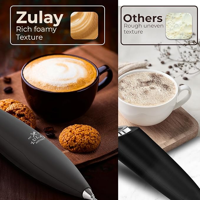Zulay Kitchen Patented Tornado Triple Whisk Milk Frother with 4 Duracell Batteries – Handheld Foam Maker for Coffee, Lattes, Matcha & Hot Chocolate – Rich, Creamy Froth in Seconds - Onyx Gray - Image 6