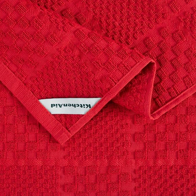 KITCHENAID Quilted Cotton Terry Cloth Oven Mitt, Pot Holder, Kitchen Towel 4-Pack Set, Heat Resistant, Silicone Grip, Gift Set, Passion Red, 16"x26", 7"x13" & 7"x10" - Image 8