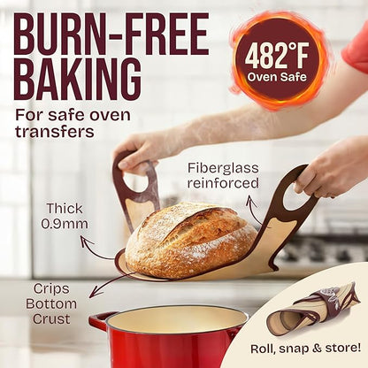 Superbaking Sourdough Starter Kit, 9" Splinter-Free Banneton Bread Proofing Basket Set with Non-Stick Silicone Dough Sling & Glass Starter Jar Kit, Sourdough Bread Baking Supplies, Sourdough Tools - Image 8