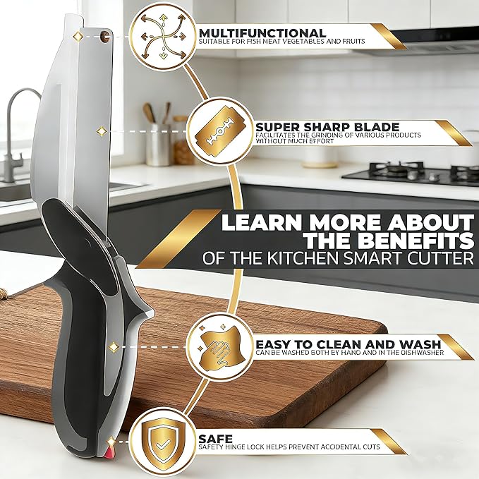2 in 1 Kitchen Scissors for Food, Separable Stainless Steel Barbecue Steak Cutting Shears, Detachable Multi Function Kitchen Cutter for Vegetable Fruit & Meat