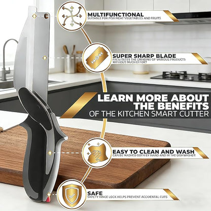 2 in 1 Kitchen Scissors for Food, Separable Stainless Steel Barbecue Steak Cutting Shears, Detachable Multi Function Kitchen Cutter for Vegetable Fruit & Meat