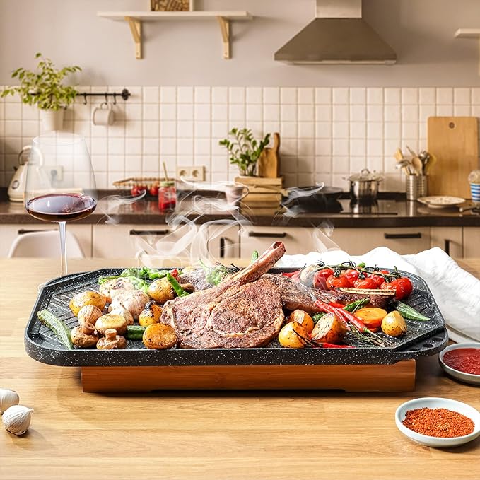 SENSARTE Nonstick Griddle Grill Pan, Pro-Grid Reversible Grill & Griddle Pan, Two Burner Cast Aluminum, Portable for Indoor Stovetop or Outdoor Camping BBQ, 19.5" x 10.7" - Image 6