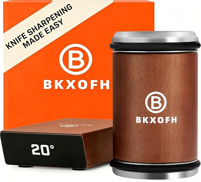 Rolling Knife Sharpener Kit, Knife Sharpening Kit, Kitchen Knives Sharpener Roller with Diamond and Ceramic for Steel of Chef Blade, Knives Sharpening Tool with 15 & 20 Degree Magnetic Angle, Walnut by Unknown