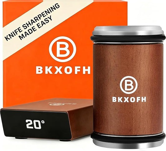 Rolling Knife Sharpener Kit, Knife Sharpening Kit, Kitchen Knives Sharpener Roller with Diamond and Ceramic for Steel of Chef Blade, Knives Sharpening Tool with 15 & 20 Degree Magnetic Angle, Walnut by Unknown