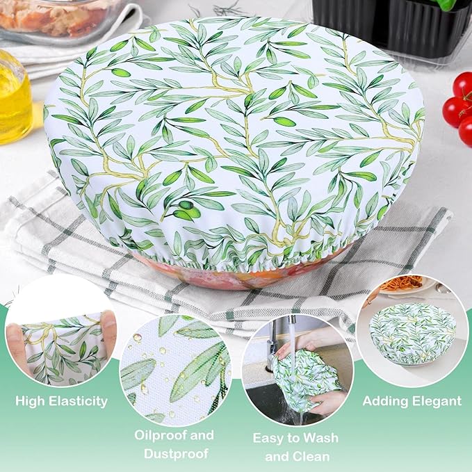 5 Pieces Bowl Covers Reusable, 5 Size Elastic Cloth Bowl Covers for Bread Proofing Stretch Food Covers Washable for Food Fruits Leftover (Rosa Chinensis) - Image 4