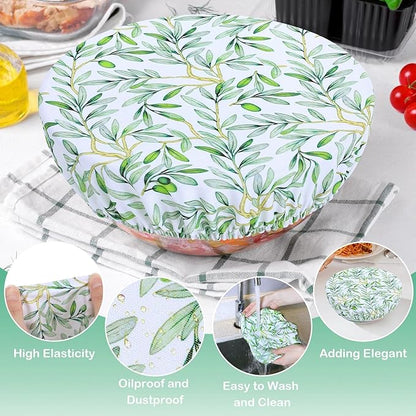 5 Pieces Bowl Covers Reusable, 5 Size Elastic Cloth Bowl Covers for Bread Proofing Stretch Food Covers Washable for Food Fruits Leftover (Rosa Chinensis) - Image 4