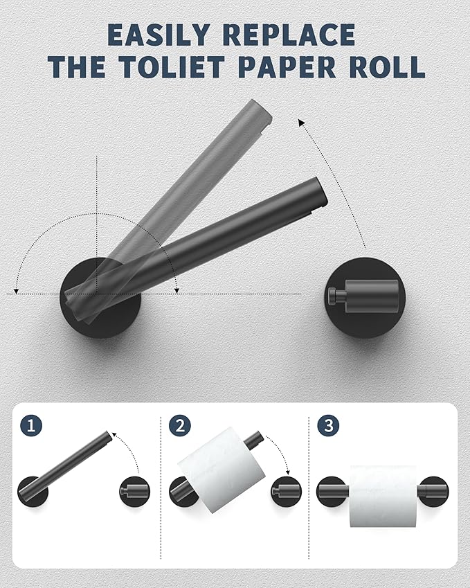 RARXTR Matte Black Toilet Paper Holder SUS304 Stainless Steel Double Post Pivoting Toilet Paper Roll Holder Wall Mounted Toilet Tissue Holder for Commercial Bathroom RV