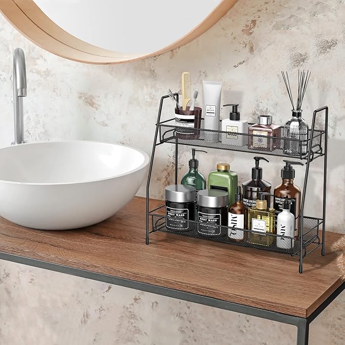 SPISPI Spice Rack Organizer for Cabinet, Bathroom Organizer Countertop, Bathroom Counter Organizer, Kitchen Countertop Organizer, Bathroom Vanity Organizer (Pack of 2) - Image 3