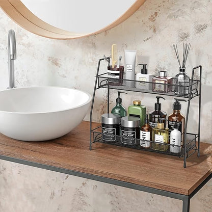 SPISPI Spice Rack Organizer for Cabinet, Bathroom Organizer Countertop, Bathroom Counter Organizer, Kitchen Countertop Organizer, Bathroom Vanity Organizer (Pack of 2) - Image 3