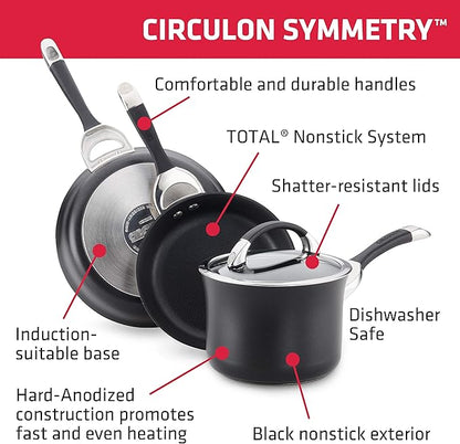 Circulon Symmetry Hard Anodized Nonstick Stir Fry / Wok Pan with Helper Handle - 14 Inch, Black - Image 5
