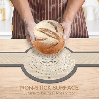 Silicone Bread Sling for Dutch Oven, Non-Stick & Easy to Clean Bread Baking Mat Set, 2 Pcs Reusable Bread Sling with Long Handle to Transfer Sourdough (Gray, Oval and Round) - Image 2