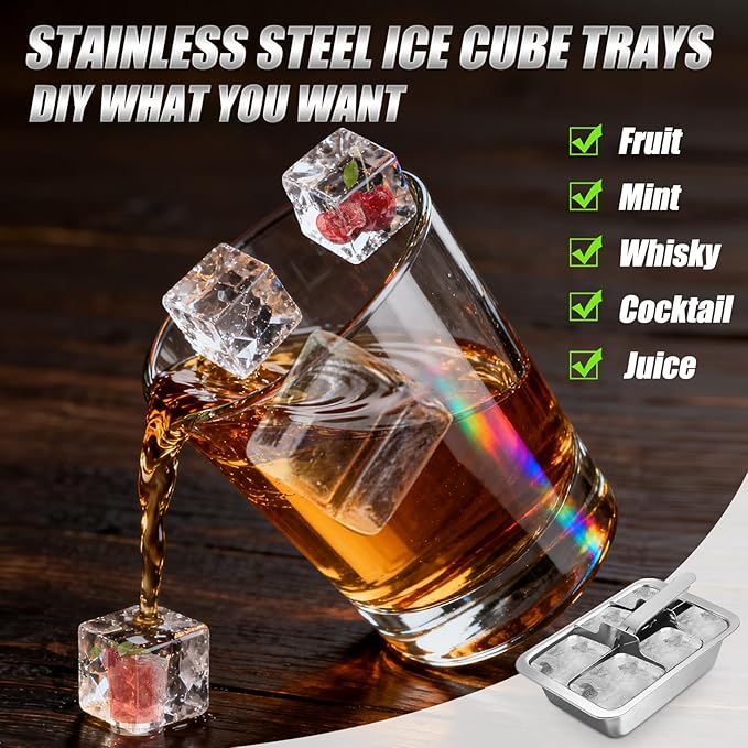Ice Cube Trays, 3 Pack Large 6-cube Stainless Steel Ice Cube Trays with Easy Release Levers – Portable Reusable Metal Ice Maker for Family Bar - Send Goods From Local Warehouse - Image 4