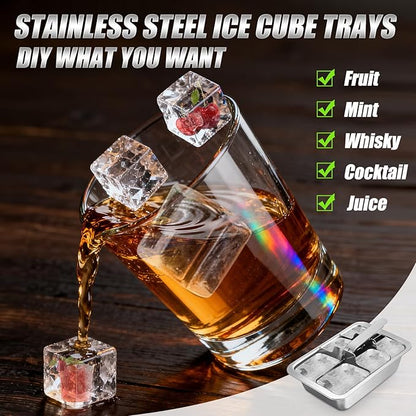 Ice Cube Trays, Large 6-cube Stainless Steel Ice Cube Trays with Easy Release Levers for Professional Drinkers– Portable Reusable Metal Ice Maker for Family Bar - Send Goods From Local Warehouse - Image 4