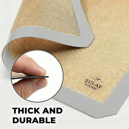 Zulay Kitchen (2 Pack) Silicone Baking Mat Sheet Set - Reusable Baking Mat Nonstick - Half Sheet Baking Mat For Oven - 16.5" x 11.6" (Light Gray)